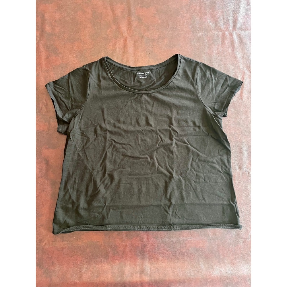 Coldwater Creek Black Supima Cotton Scoop Neck T-Shirt Womens 2X 20W-22W